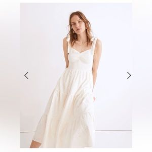 Eyelet Lucie Tie-Strap Tiered MIDI Dress- Medium